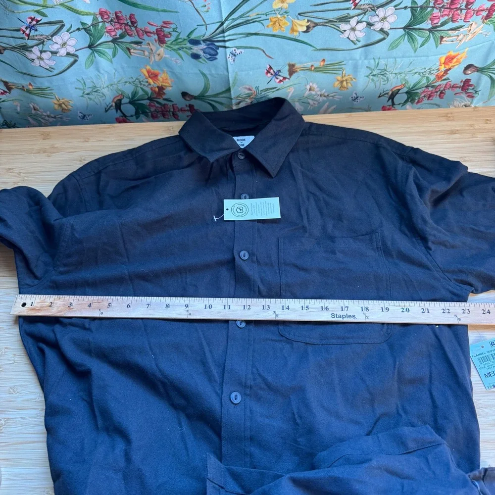 Mode of One Mens Relaxed Fit Flannel Shirt Deep Black 100197730MN Medium NWT